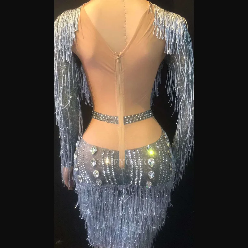 2019 сексуальное прозрачное платье с кисточками и кристаллами женское праздничное