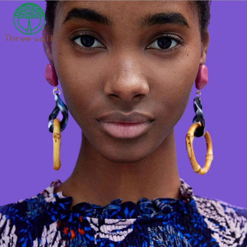 

One P Only Vintage Bamboo Earrings For Ladies Street Dance Club Women