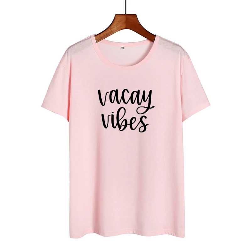 Вакуумная футболка Vibes женская модная летняя одежда каникулы лозунг хипстер Tumblr