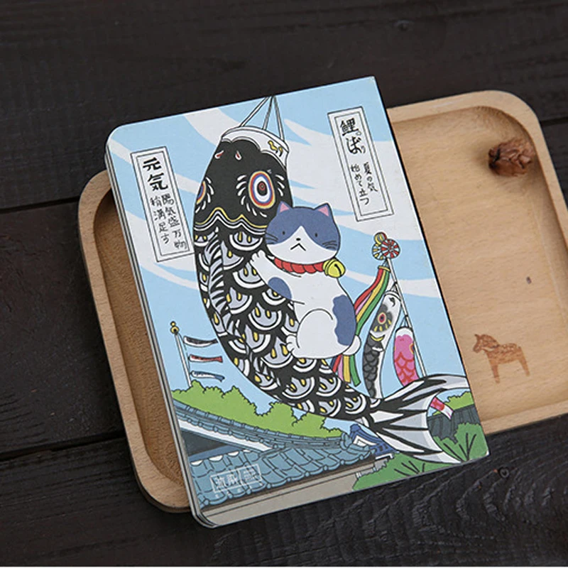 Cute Creative Japanese Cat Notebook Album Hardcover Sketchbook Stationery Planner Journal Daily Memo Notepad Agenda Book Student