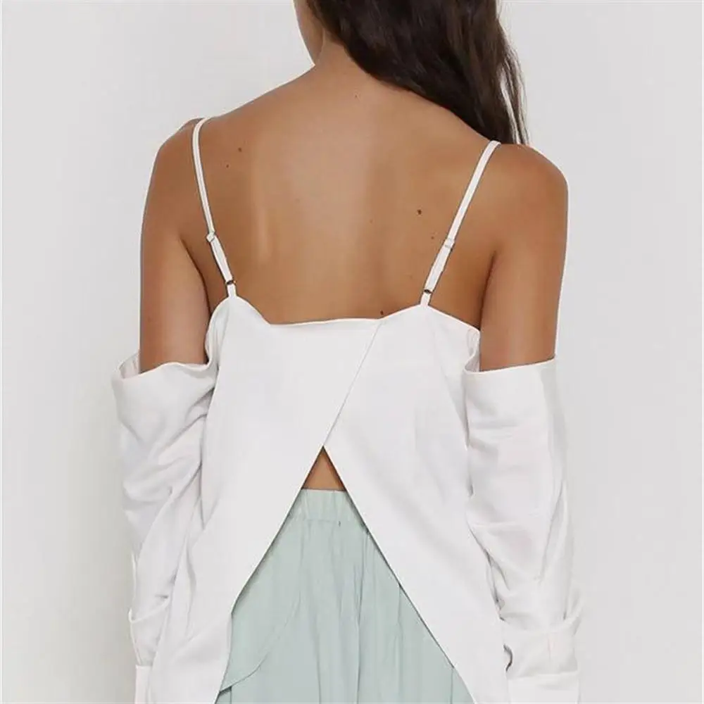 2018 New Arrival Autumn Women Blouse Off Shoulder Long Sleeve Solid Color Sexy V Neck Shirts For Female |