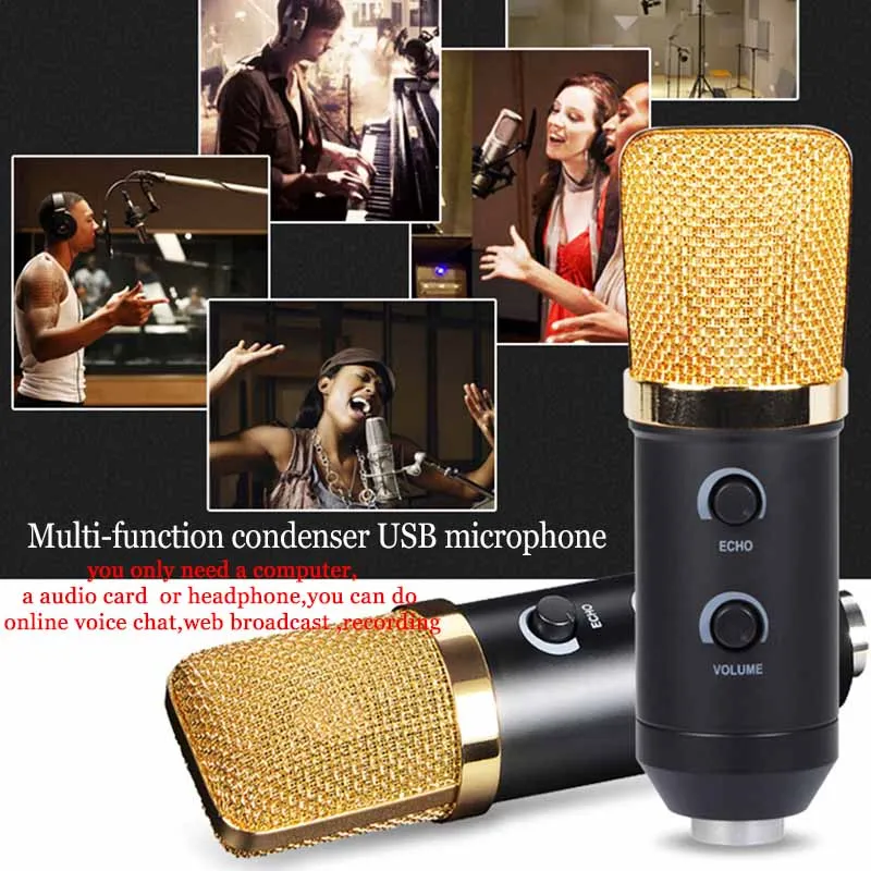 MK F100TL проводной микрофон ручной микрофон для записи видео USB PC конденсаторный микрофон с шумоподавлением с подставкой для компьютера