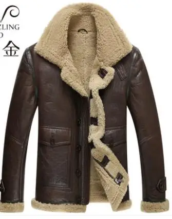 Brown and Beige Натуральная кожа Мужское пальто Настоящая овчина Мужское пальто из натурального овечьего меха для мужчин Высокое качество модное зимнее пальто - Цвет: Brown and Beige
