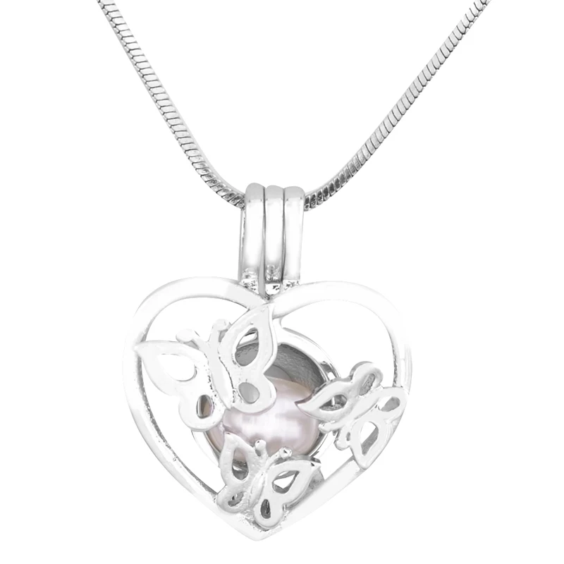 Новое поступление подвеска-клетка из нержавеющей стали с жемчугом и бабочкой