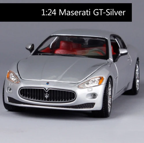Серебристый Maisto Bburago 1:24 Maserati GT Gran Turismo литая модель автомобиля игрушка с новым в коробке для детей подарки на день рождения - Цвет: Серебристый