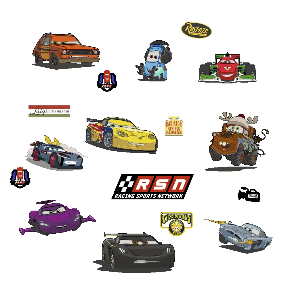 Disney car mobilization stickers children's room baby bedroom bedside background wall decoration PVC stickers