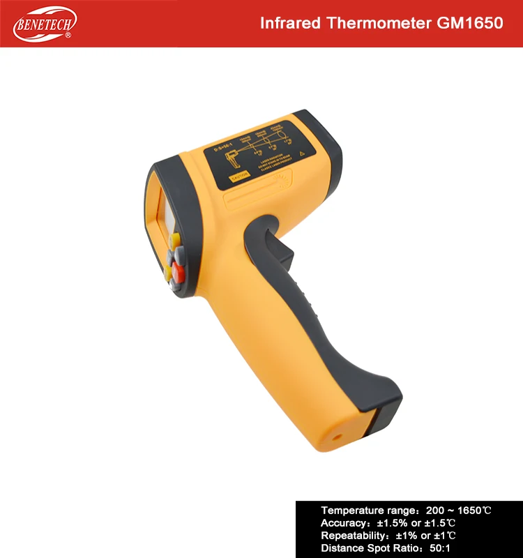Бесконтактный ИК цифровой инфракрасный термометр с лазером GM1650-50~ 1650 C
