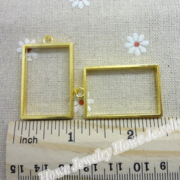 30 шт Подвески полые прямоугольная рамка кулон золотой цвет цинковый сплав
