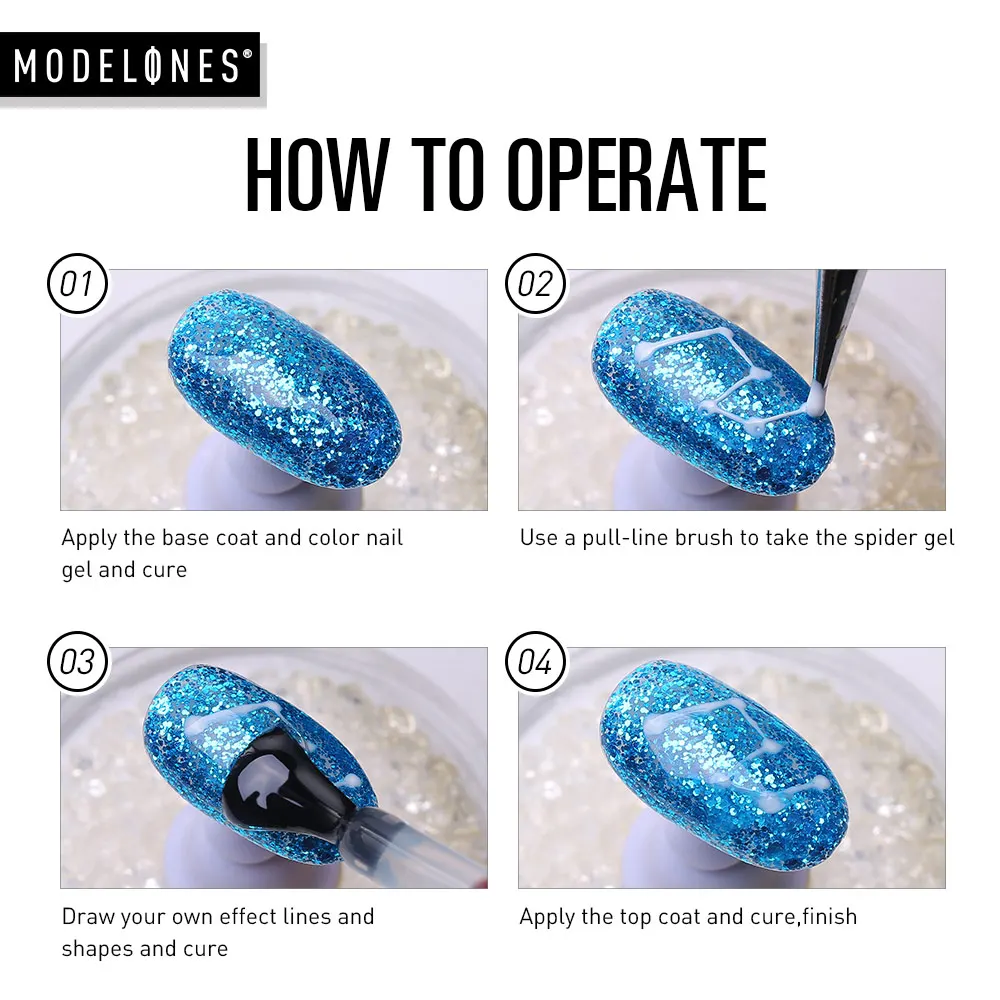Modelones вытягивание проволоки живопись УФ гель лак для ногтей замочить от паука