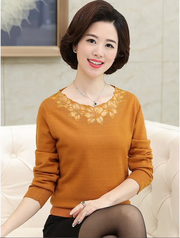 2017 Новый осенний и зимний модный кружевной свитер для женщин длинная рубашка мам