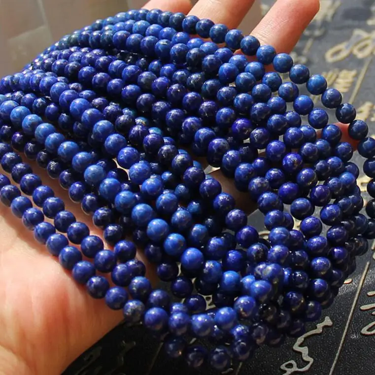 

Grade A Natural Blue Lapis Lazuli Stone Beads 4 5 6 7 8 9 10mm Round Smooth Space Gem Stone for DIY Jewelry Necklace Accessories