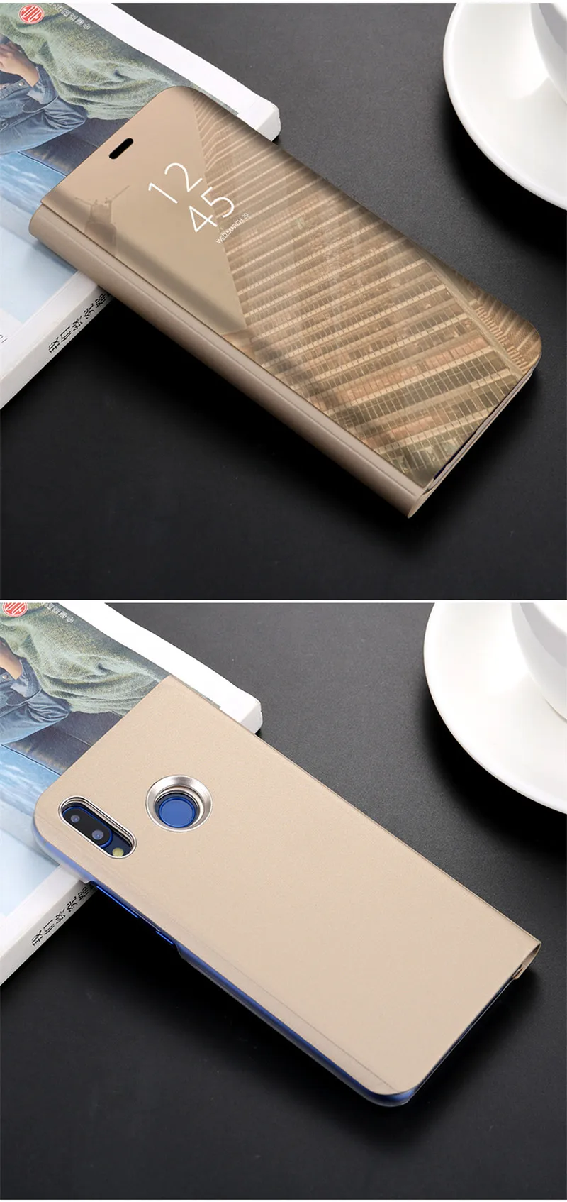 360 чехол для huawei Honor Note 10 9i Plus Play V10 9 Lite Nova 3 3i Y5 Y6 Y7 Prime P20 роскошный зеркальный сенсорный флип-чехол с подставкой