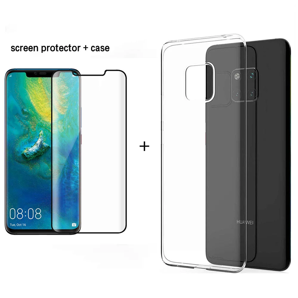 NYFundas 5D full coverd tempered glass screen protector +clear tpu case for huawei mate 20 pro lite p20 cover temperato |