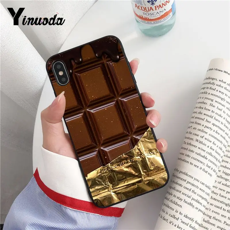Yinuoda чехол с шоколадным дизайном черный мягкий для телефона iPhone 8 7 6 6S Plus 5 5S SE XR X XS