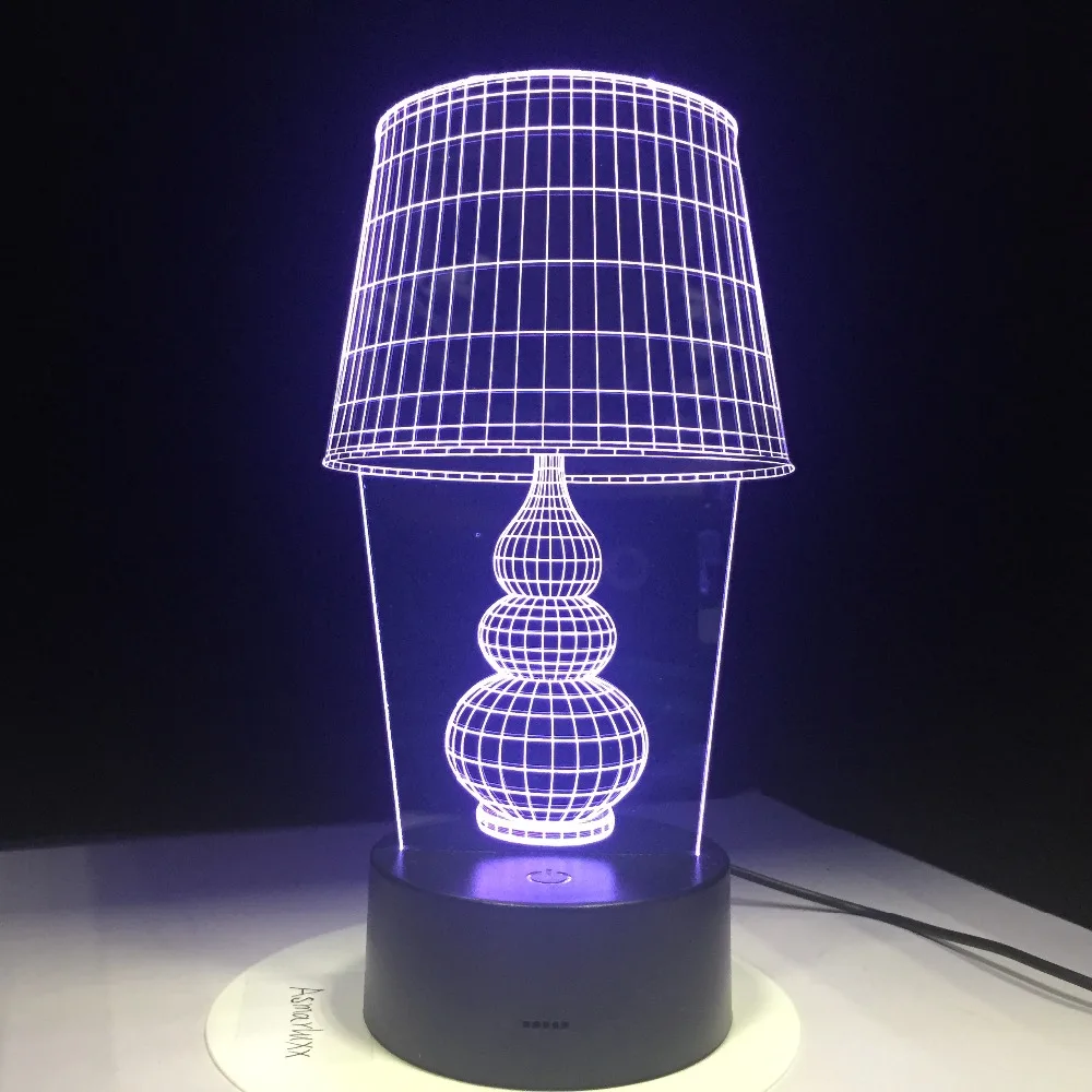 USB 3D светодиодный Ночной светильник LED Настольная лампа с сенсорной кнопкой в