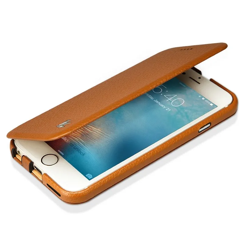 Jisoncase флип-чехол для iPhone 6/6s чехол из натуральной кожи Магнитный Тонкий дизайн для iPhone 6/6s 4,7 дюймов подставка смарт-чехол - Цвет: Коричневый