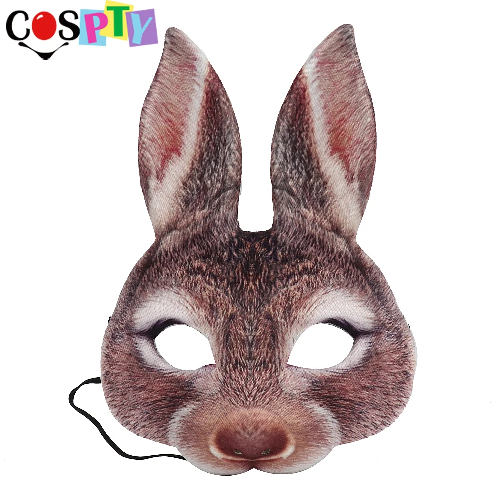 Cospty 3D Вечерние Маски для маскарада в виде животных из ЭВА черного и белого цвета для взрослых, маскарадные маски с заячьими ушками