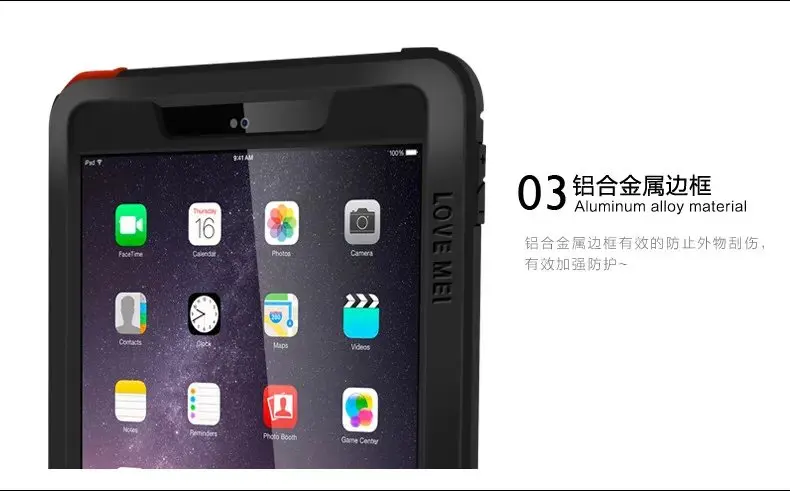 Противоударный Водонепроницаемый Гибридный мощный чехол Love Mei для iPad Mini 4 Air 2 Pro 9 7