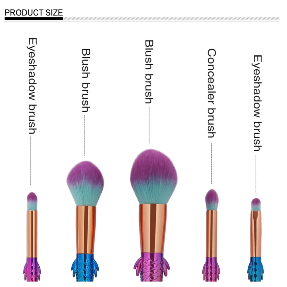 Набор кистей для макияжа русалка 5 шт.|makeup brush set|brush setbrush beauty |