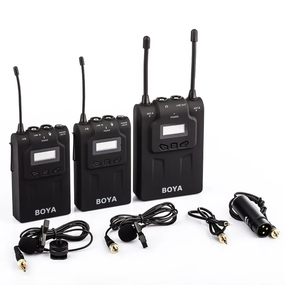 BOYA микрофон системы UHF двухканальный беспроводные ПЕТЛИЧНЫЕ + 48 каналов 6 часов