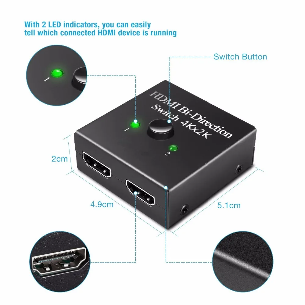 HDMI переключатель с пультом дистанционного управления разрешением 4 K