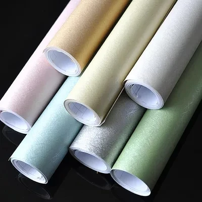 

Silk pvc self-adhesive wall stickers bedroom plain wallpaper warm bedroom wallpaper waterproof furniture refurbished stickers145