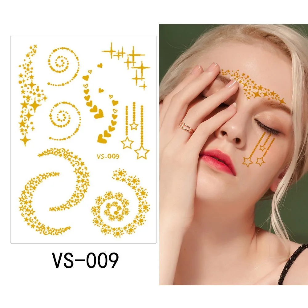 VS-009 Glaryyears 1 временная татуировка наклейка для лица металлическая поддельная тату флеш-тату Водонепроницаемая маленькая боди-арт женская 10 видов конструкций - Цвет: VS-009