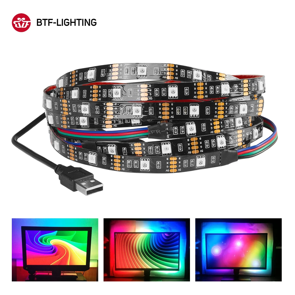 Светодиодная лента 5050 RGB с питанием от USB 5 в постоянного тока 1 м 2 3 м|Светодиодные
