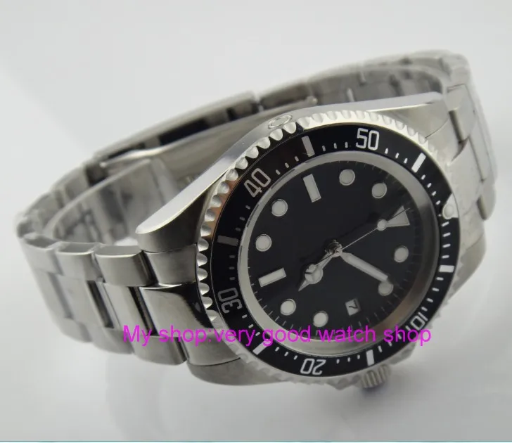42 мм PARNIS черный ободок автоматическая подсветка фотомеханические часы 28SY|watches