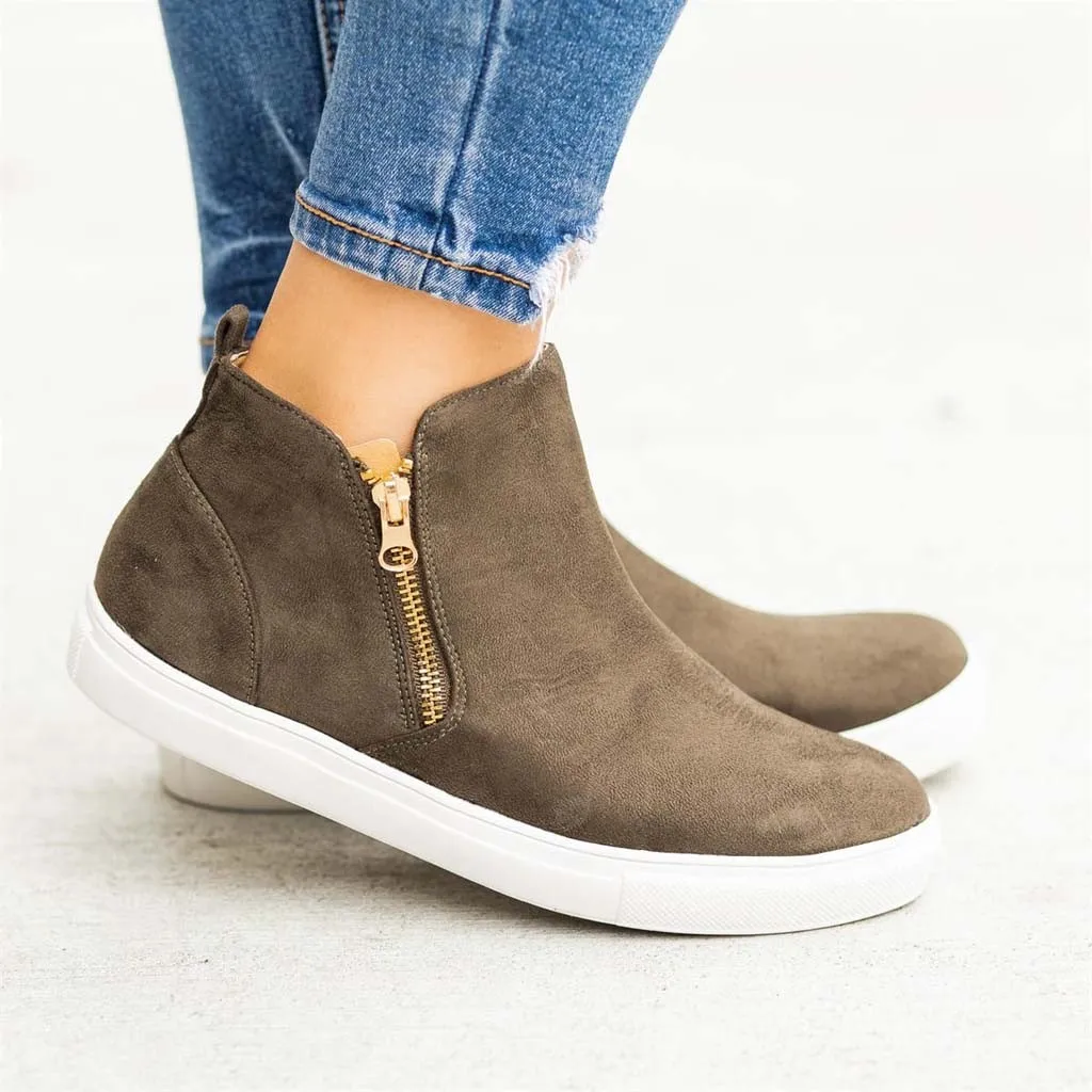 women's shoes Flat Casual Zipper Single Shoes Plus Size Booties Students Running Shoes sportschoenen voor dames Shoe#XB35