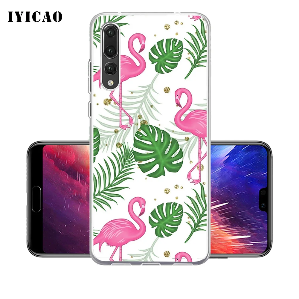 IYICAO Luxury Flamingo Flower Soft Silicone Phone Case for Huawei P30 P20 Pro P10 P9 P8 Lite P Smart TPU Cover | Мобильные телефоны
