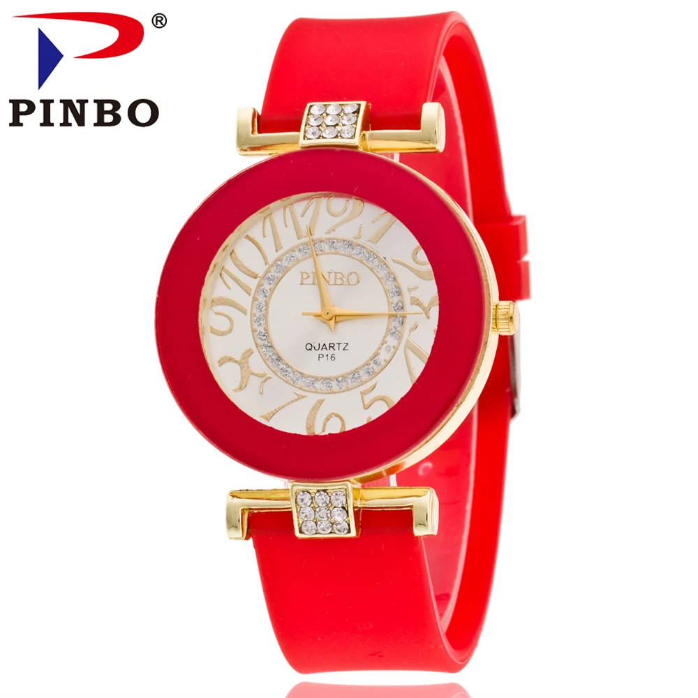 PINBO Брендовые женские силиконовые часы кварцевые повседневные стильные под