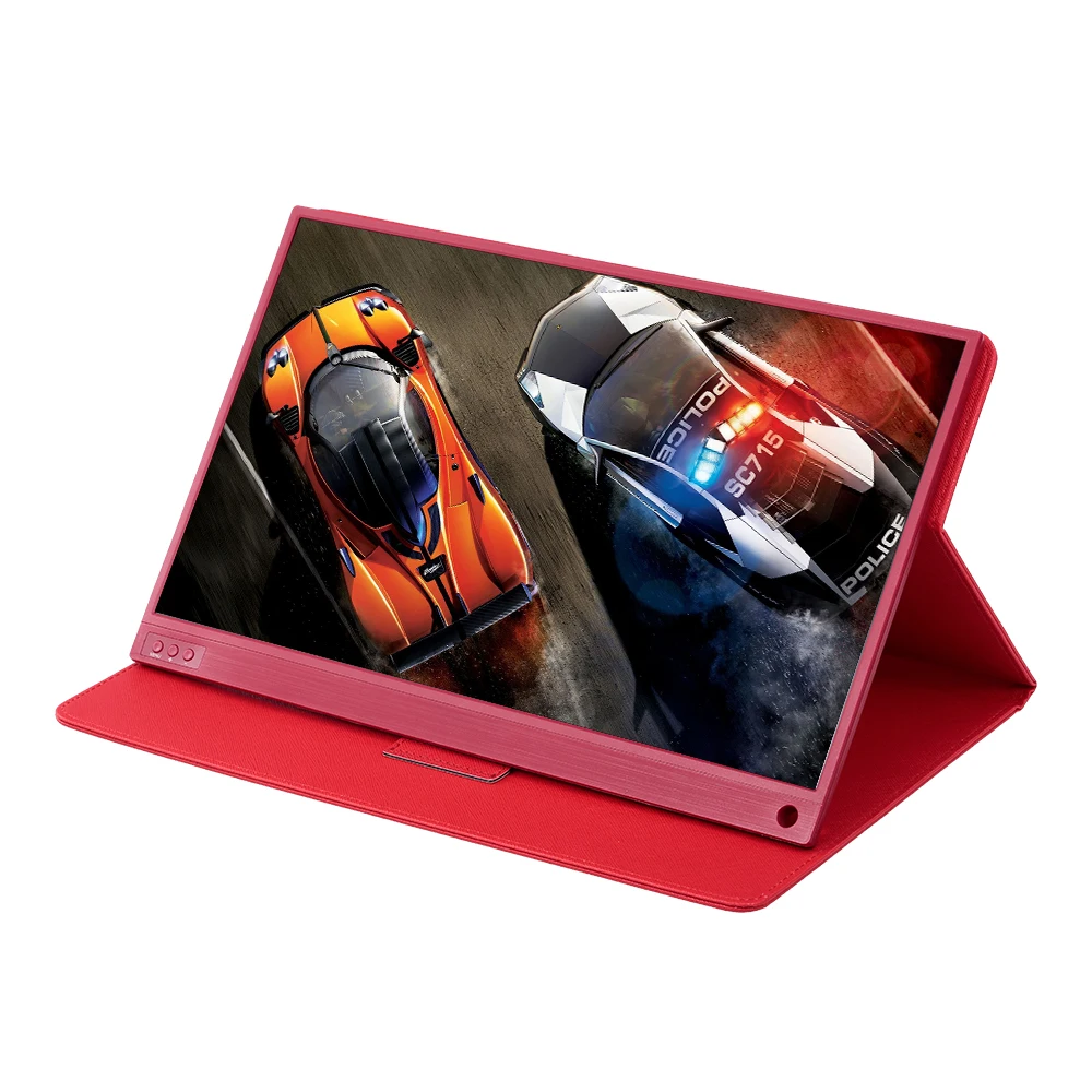 White T-bao 15.6 inch Portable Monitor HDMI 1920x1080 HD IPS Display Computer LED Monitor with Leather Case for PS4 Pro/Xbox/Phone - Цвет: White