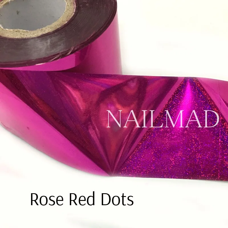 Rose Red Dots 1 рулон 120 м* 4 см Лазерная Радужная переводная Фольга для ногтей голографические точки песок Фольга для ногтей бумага дизайн ногтей Наклейка Маникюр украшение - Цвет: Rose Red Dots