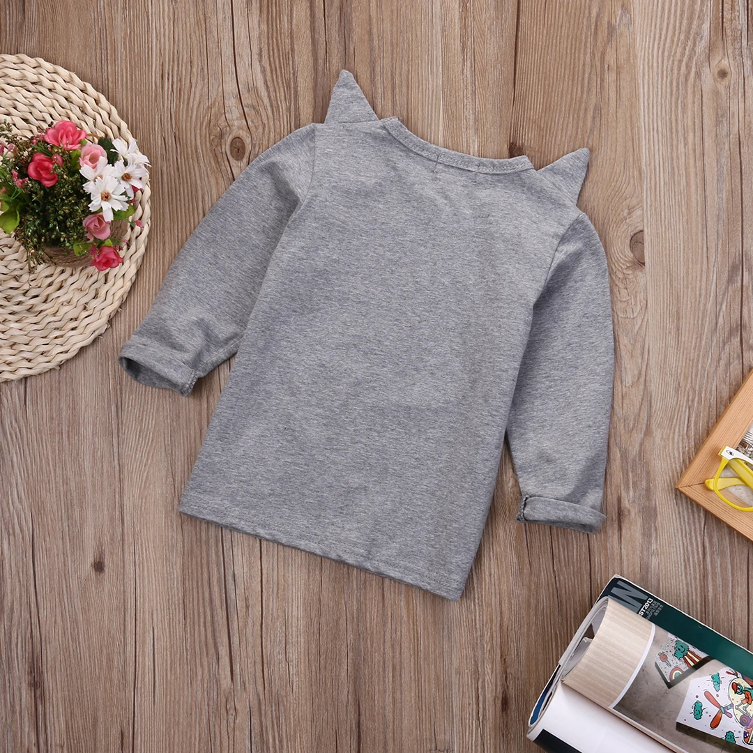 Весна осень 2017 одежда для детей топы футболки девочек с длинным рукавом и лисой