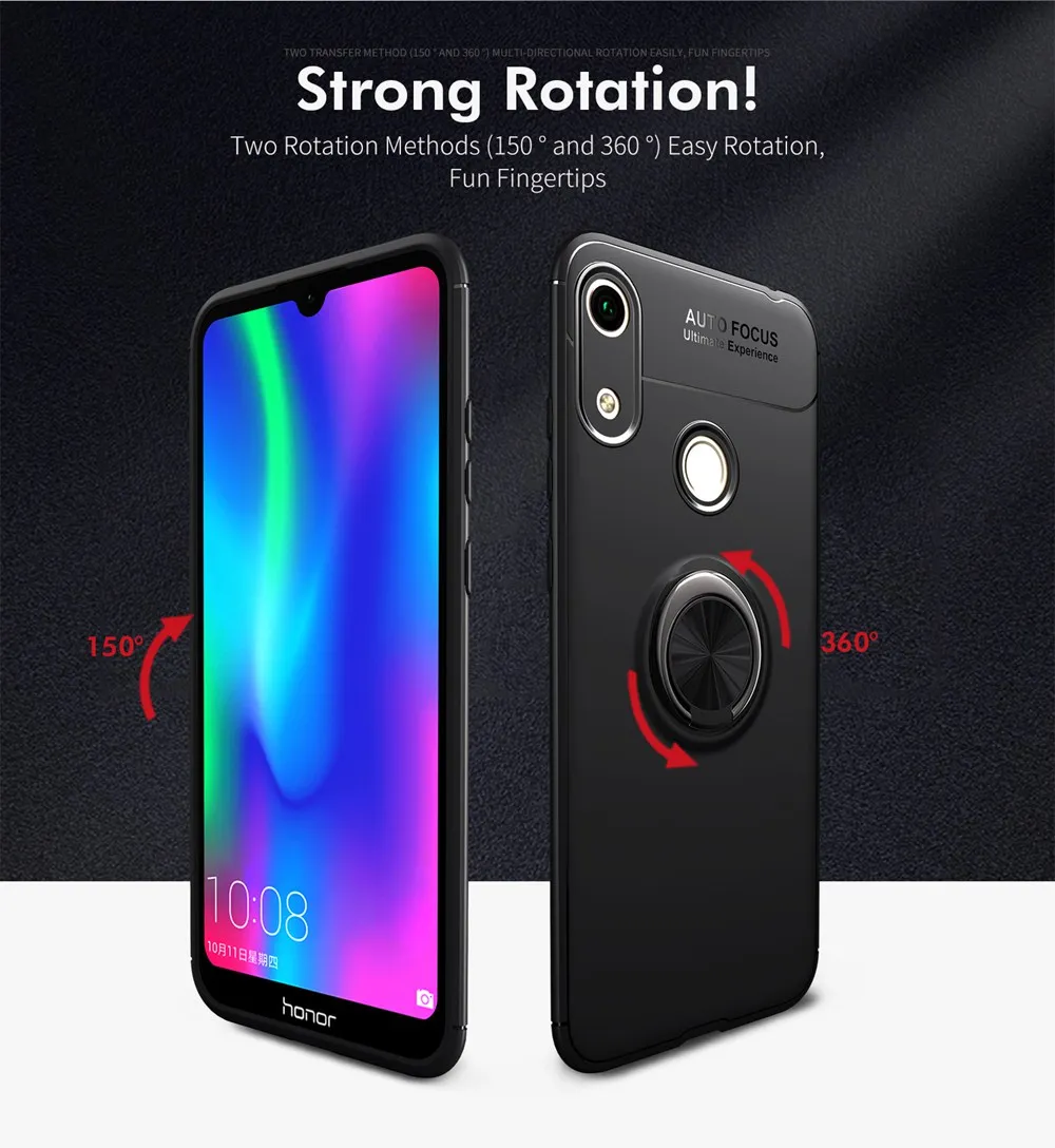 Luxury Cover for Huawei Honor 8A Play Armor Case Finger Car Ring Holder 8X 8C Capa Coque Etui 20 Pro Cases |