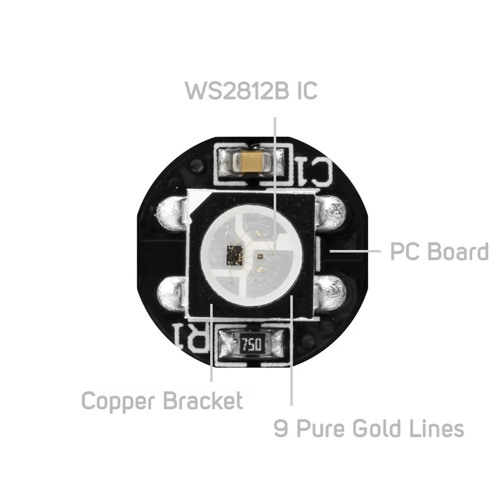 10~ 200 шт. WS2812B RGB светодиодный чип с теплоотводом 10 мм* 3 мм черный/белый PCB SK6812 5050 SMD светодиодный RGBW RGBWW Светодиодная лента DC5V