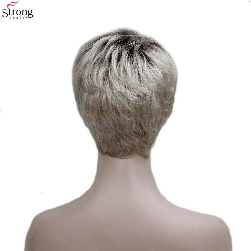 StrongBeauty женские парики коричневый/Блонд микс короткий прямой натуральный синтетический парик