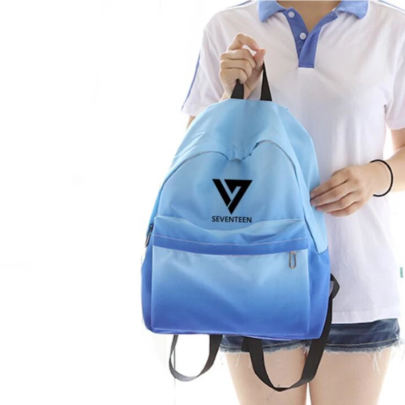 Mainlead Kpop Seventeen 17 Group Seungcheol Pink Blue Canvas Bag Student Backpack |