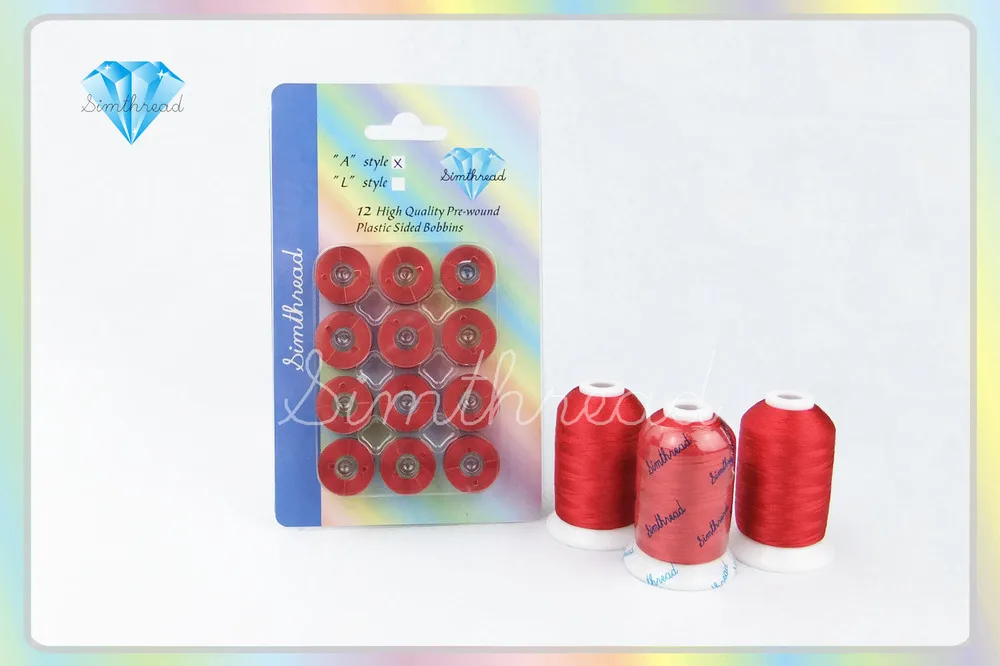 12 шт. предварительно намотанные пластиковые бобины и Вышивальная нить из