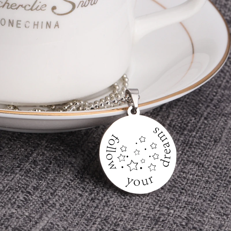 Inspires Follow Your Dreams Tag ювелирный кулон круглый кусок бирки ожерелье аксессуары лучший