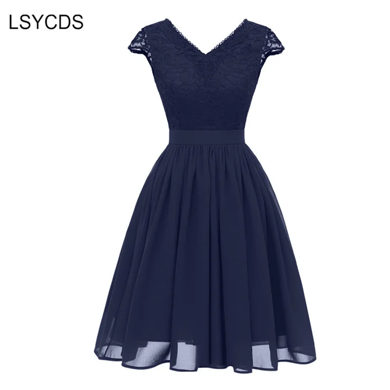LSYCDS роскошное Ретро женское платье 50s 60s с v-образным вырезом и коротким рукавом