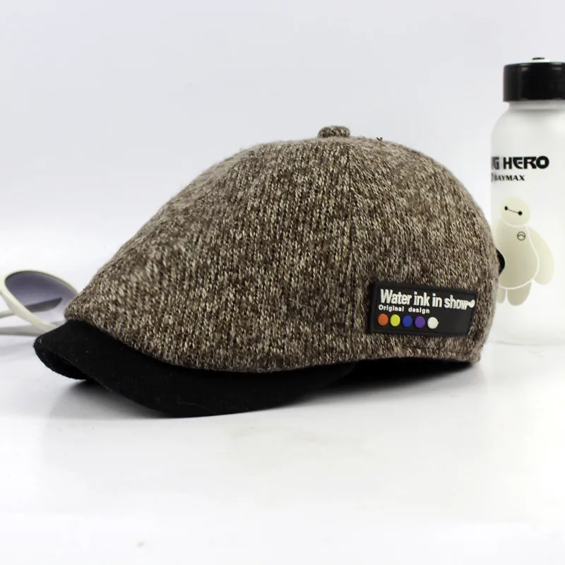 Minhui новинка берет в стиле винтаж шапки для мужчин зимняя шапка Casquette козырек вязаная шапка Boinas Bere Gorras Planas кепки s - Цвет: brown
