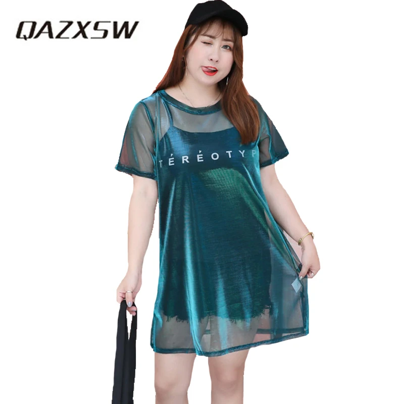 QAZXSW плюс Размеры XL 4XL Для женщин летние комплекты из двух предметов платье 2018