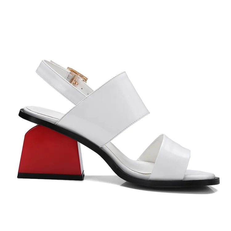 

MLJUESE 2018 women sandals Genuine leather Black color summer style buckle strap high heels pumps women size 34-42