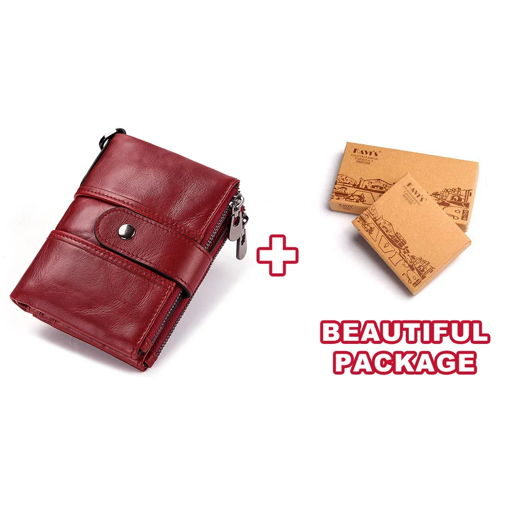 Red M BOX KAVIS, красный,, натуральная кожа, женский кошелек, для монет, на застежке, Portomonee, клатч, сумка для денег, Женский держатель для карт, длинный, качественный - Цвет: Red M BOX