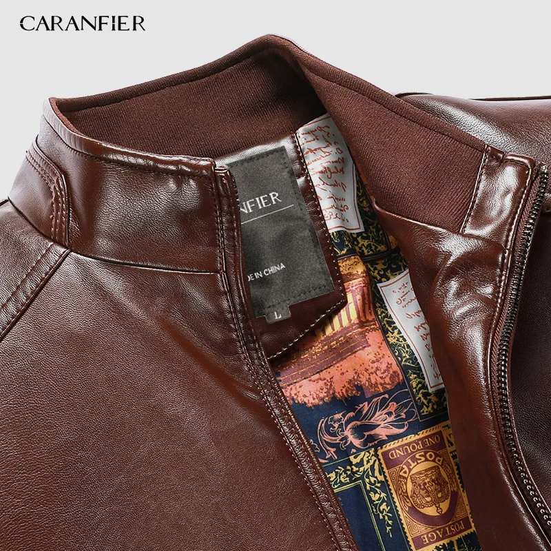 CARANFIER новые зимние мужские куртки из овчины модные однотонные Куртки из натуральной кожи уличная приталенная байкерская куртка мужская