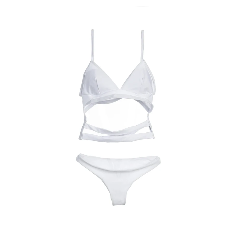 2018 Женский Бюстгальтер бандо пуш ап с высокой талией купальник бандаж однотонный