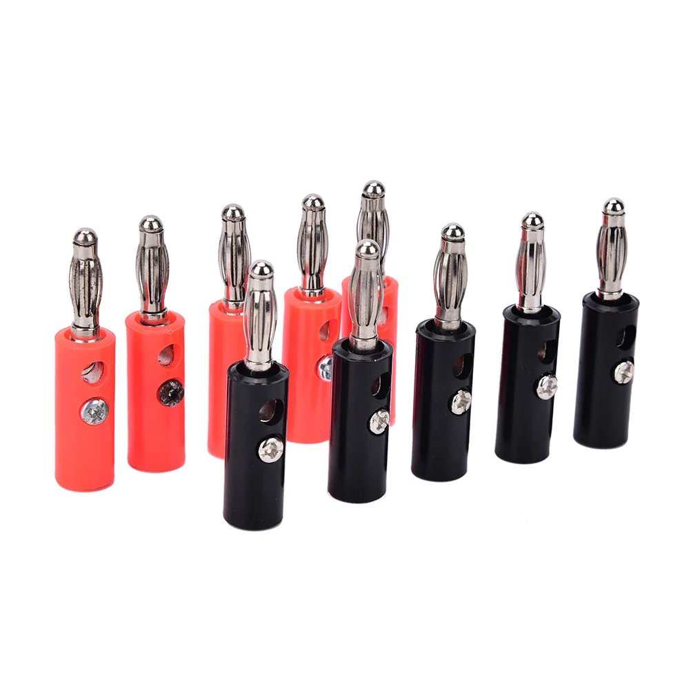 

10pcs 4mm Black Red Banana Plug Gold Plated Audio Speaker Wire Cable Banana Connector Adapter
