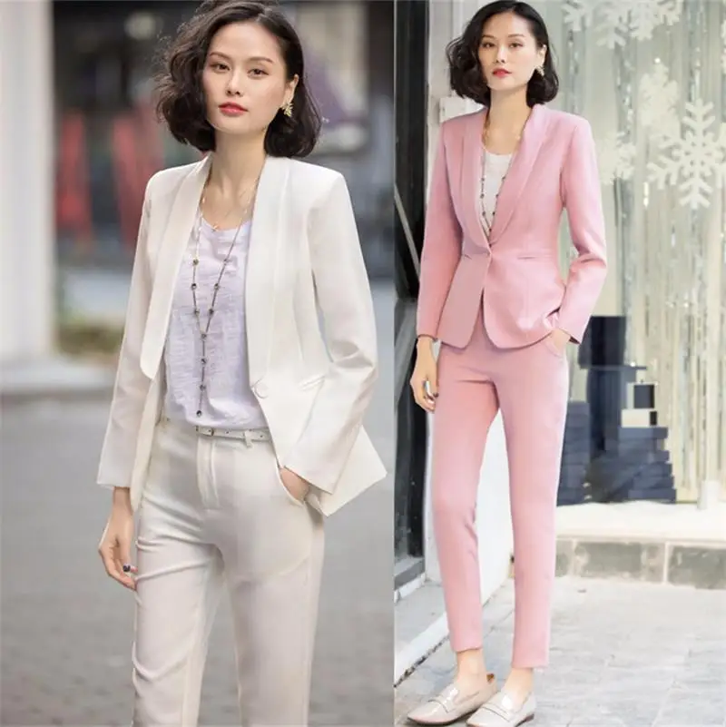 

Ms. 2019 spring and autumn new OL business professional women's fashion casual long-sleeved small suit nine points pantsset Wild